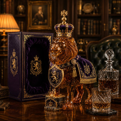 Whiskey Decanter Sculpted Lion Glass 11.8 Oz