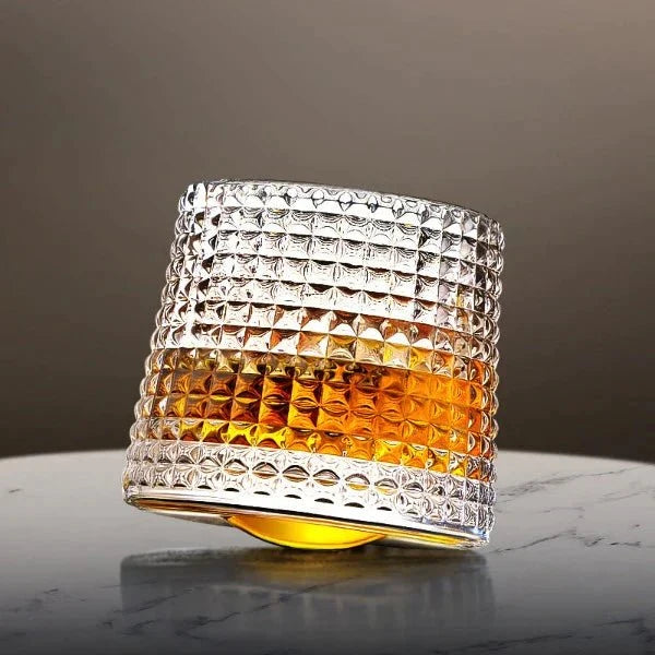 Whiskey Glasses Lead-Free Crystal Rotating Dishwasher-Safe