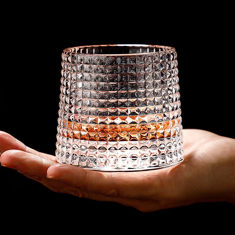 Whiskey Glasses Lead-Free Crystal Rotating Dishwasher-Safe