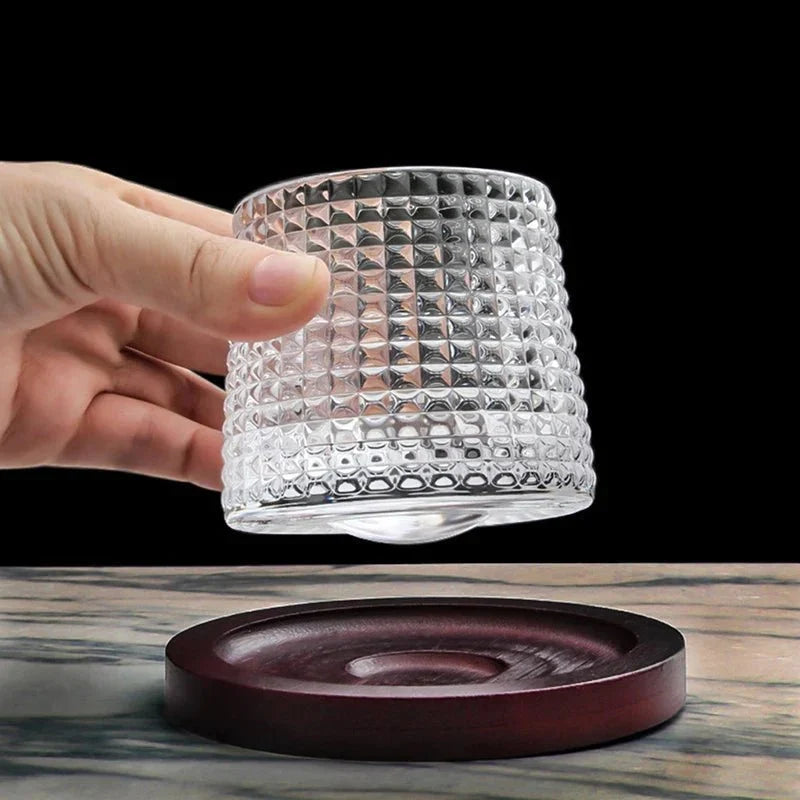 Whiskey Glasses Lead-Free Crystal Rotating Dishwasher-Safe