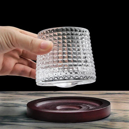 Whiskey Glasses Lead-Free Crystal Rotating Dishwasher-Safe
