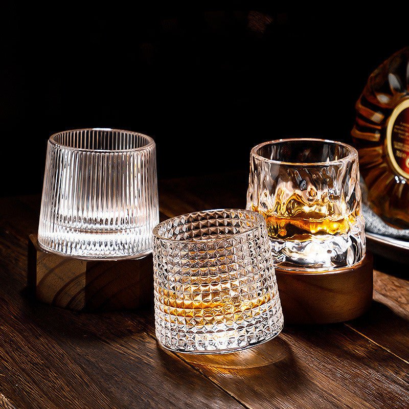 Whiskey Glasses Lead-Free Crystal Rotating Dishwasher-Safe