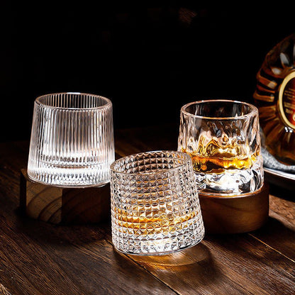 Whiskey Glasses Lead-Free Crystal Rotating Dishwasher-Safe