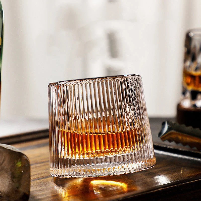 Whiskey Glasses Lead-Free Crystal Rotating Dishwasher-Safe