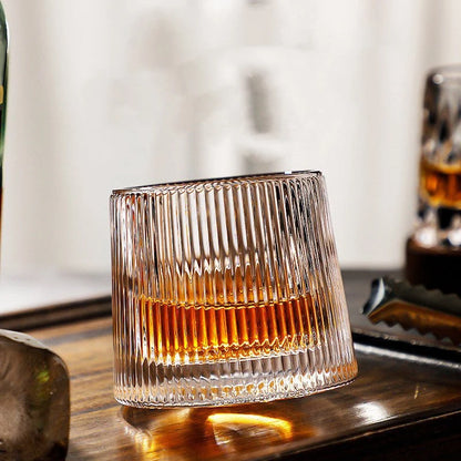 Whiskey Glasses Lead-Free Crystal Rotating Dishwasher-Safe