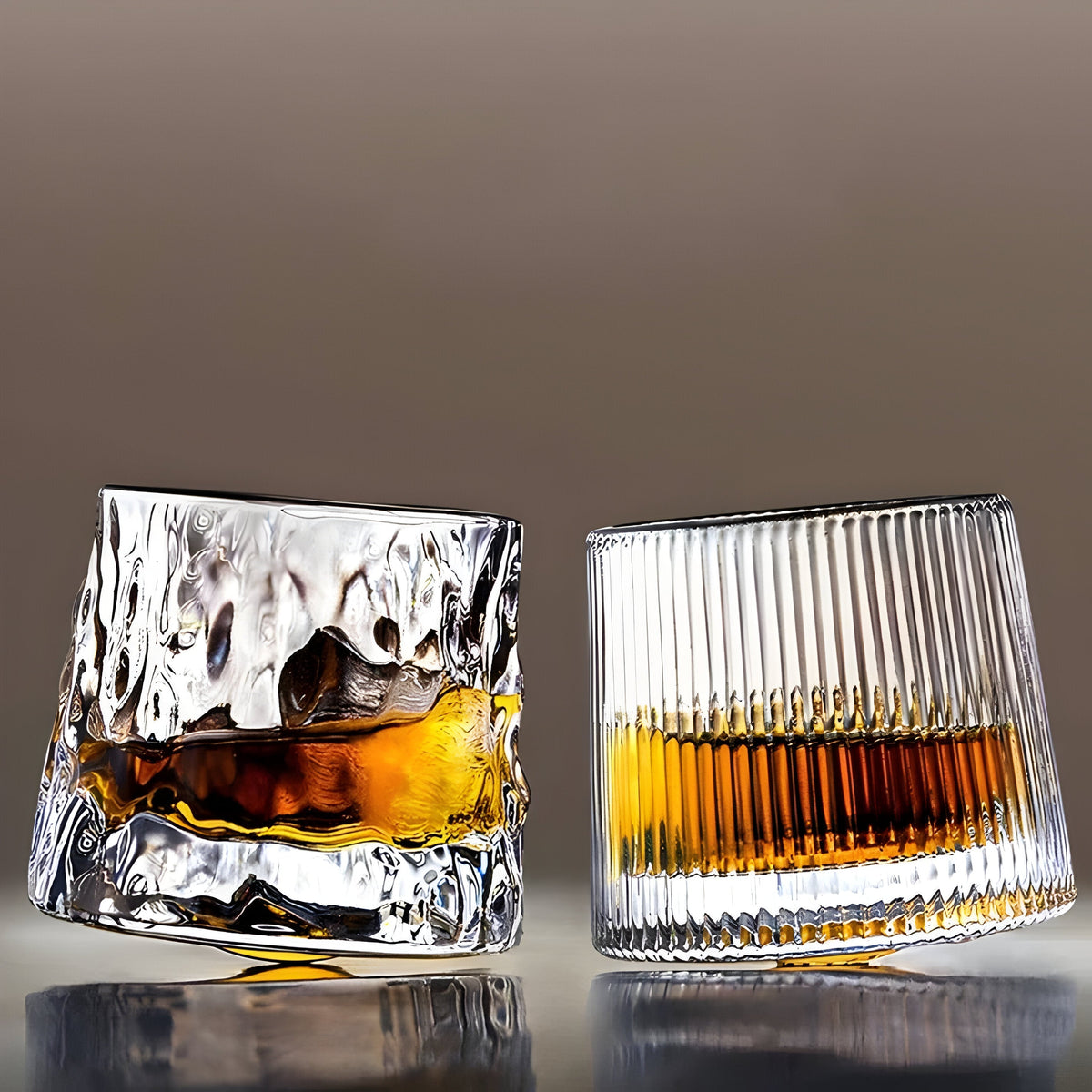 Whisky Glass 360° Rotating Textured Crystal & Weighted Base