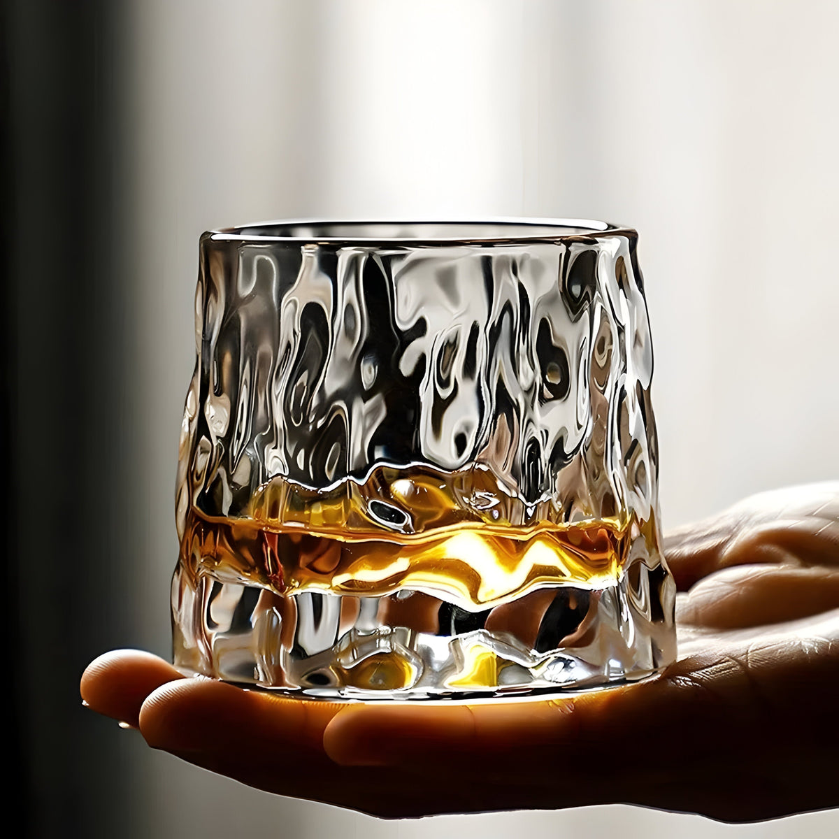 Whisky Glass 360° Rotating Textured Crystal & Weighted Base