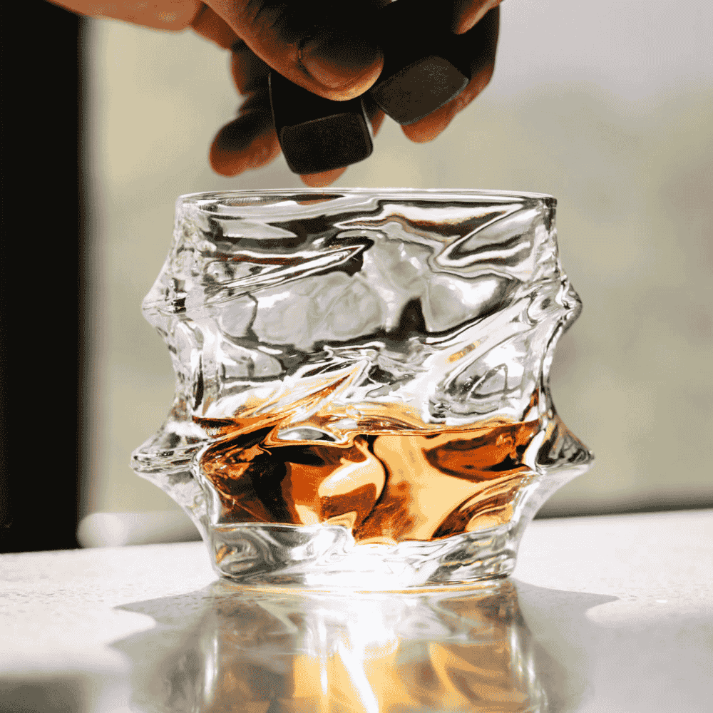 Whisky Glass Set Faceted Crystal & Heavy Base