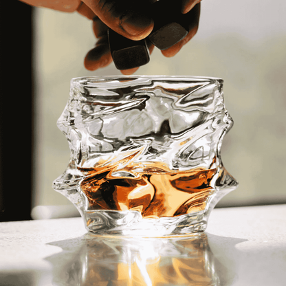 Whisky Glass Set Faceted Crystal & Heavy Base