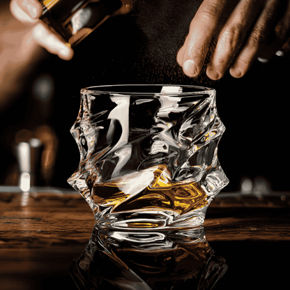 Whisky Glass Set Faceted Crystal & Heavy Base