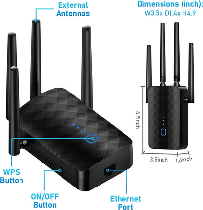 Wi-Fi Extender 1200 Mbps Four Antennas Repeater & Access Point Modes