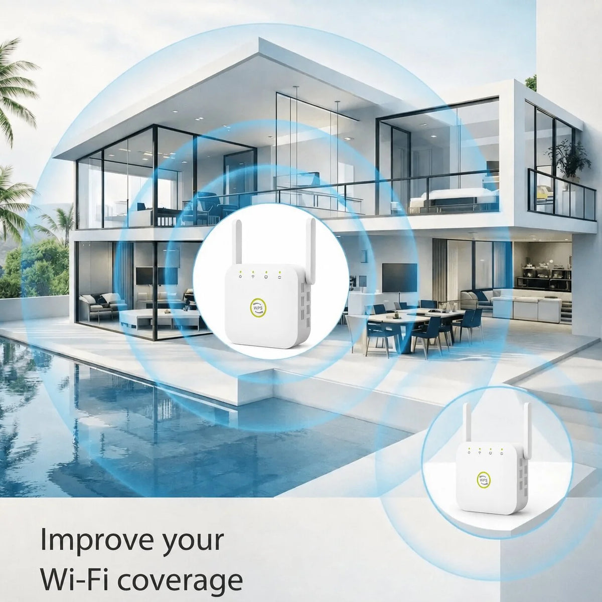 WiFi Range Extender Plug-In WPS 2.4 GHz 300 Mbps