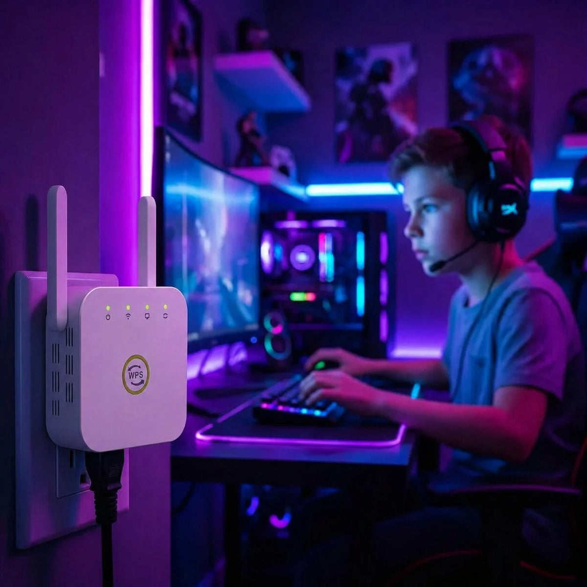WiFi Range Extender Plug-In WPS 2.4 GHz 300 Mbps
