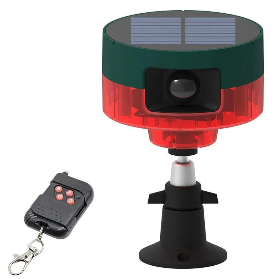 Wildlife Repeller Solar-Powered Motion Sensor with Flashing Lights & Sound Patterns