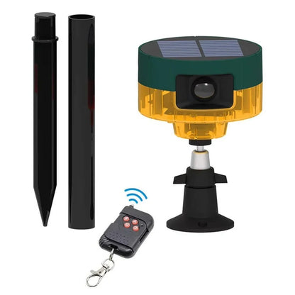 Wildlife Repeller Solar-Powered Motion Sensor with Flashing Lights & Sound Patterns