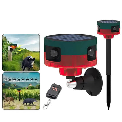 Wildlife Repeller Solar-Powered Motion Sensor with Flashing Lights & Sound Patterns