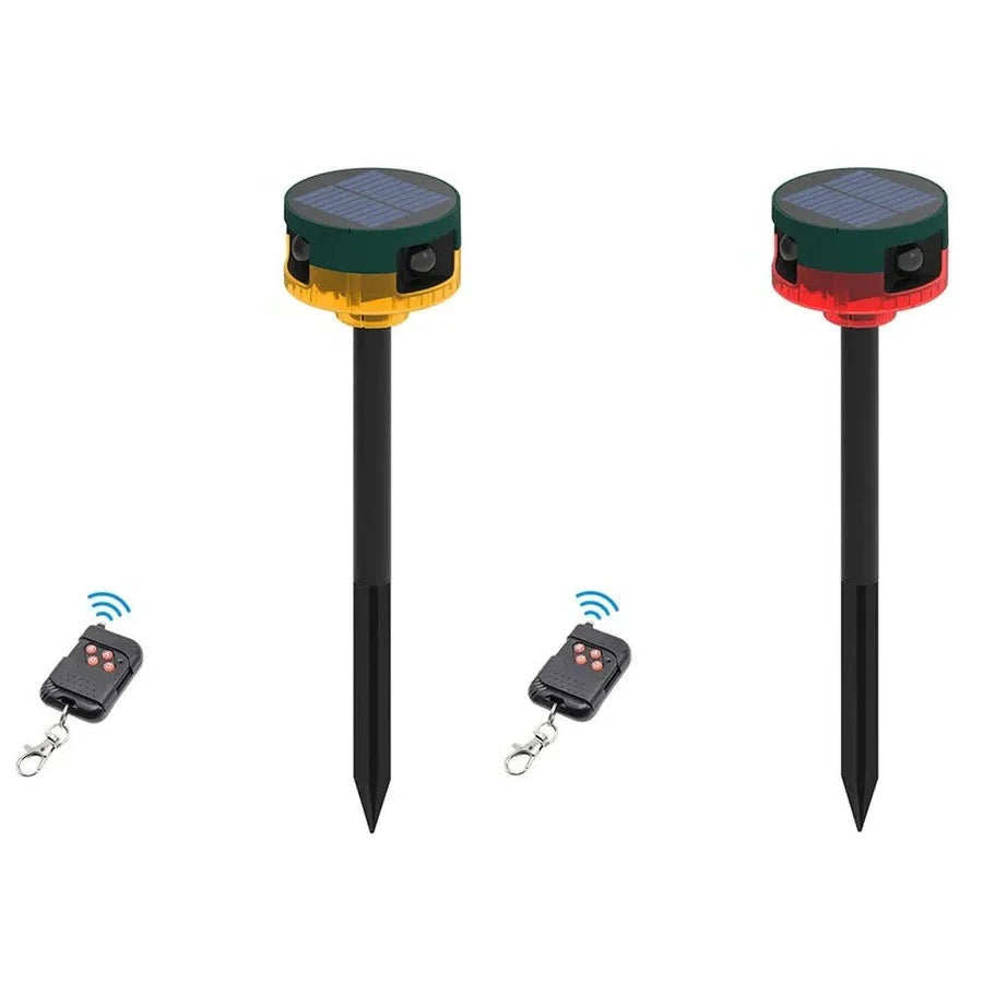 Wildlife Repeller Solar-Powered Motion Sensor with Flashing Lights & Sound Patterns