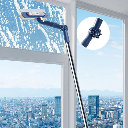 Window Cleaner 2-In-1 Sponge & Squeegee Telescopic Pole