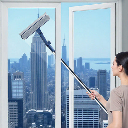 Window Cleaner 2-In-1 Sponge & Squeegee Telescopic Pole