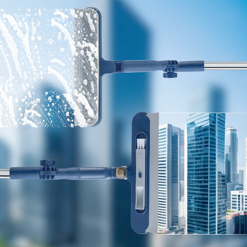 Window Cleaner 2-In-1 Sponge & Squeegee Telescopic Pole