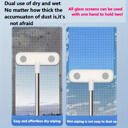 Window Cleaning Brush Retractable Handle Washable Reusable
