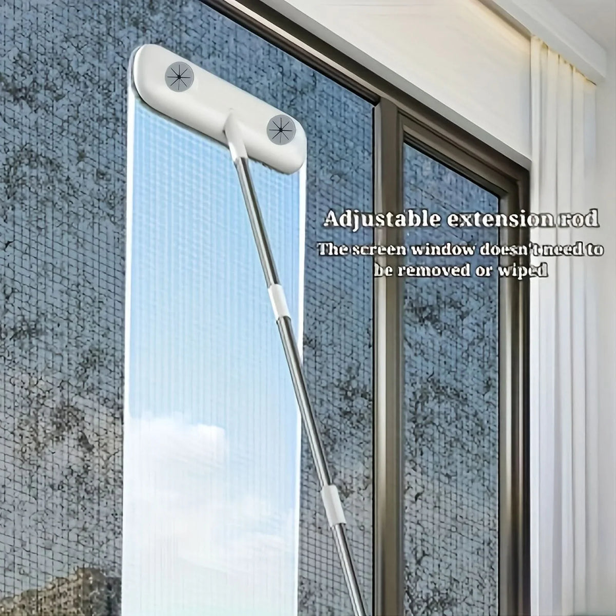 Window Cleaning Brush Retractable Handle Washable Reusable