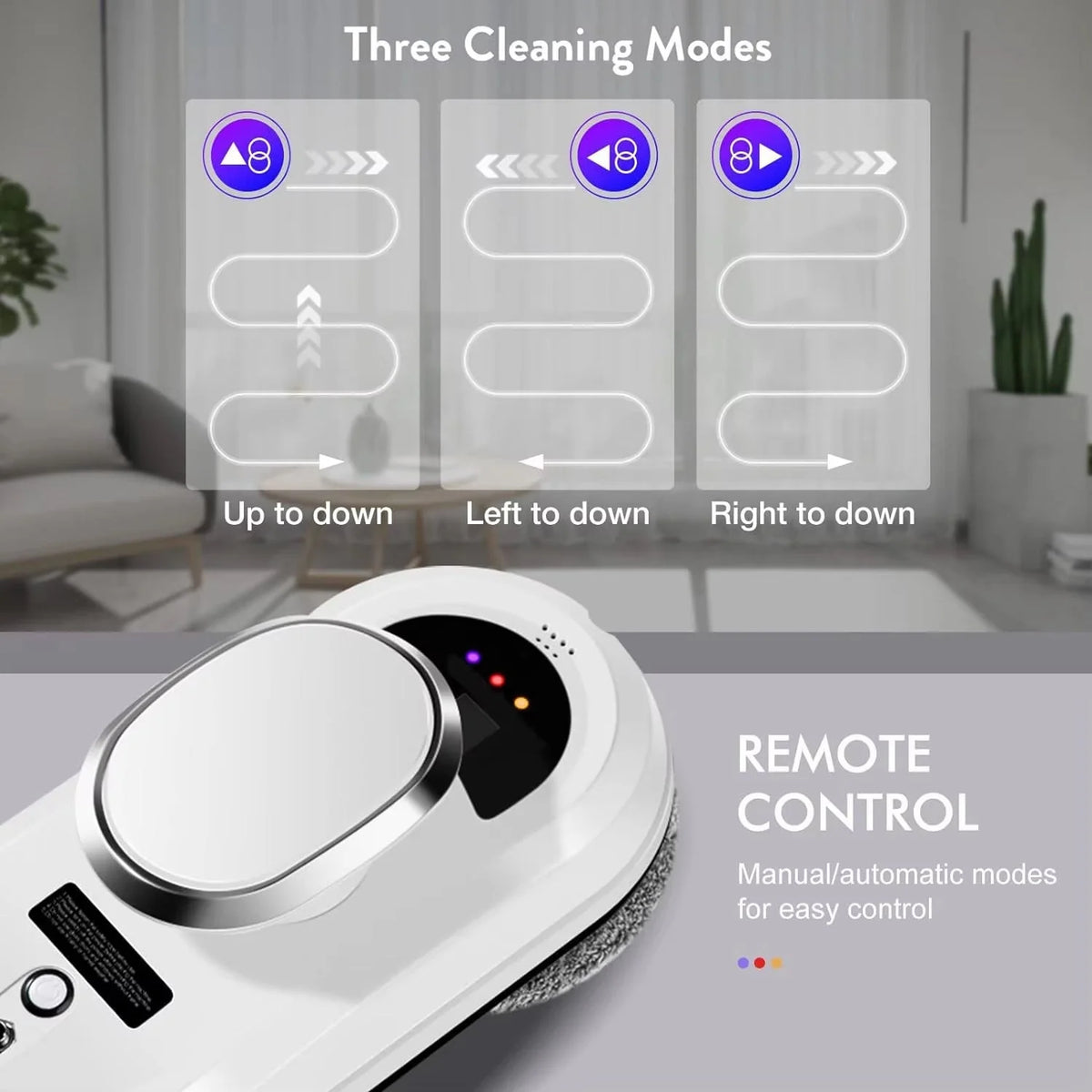 Window Cleaning Robot AI Navigation Remote Control 0.81 PSI Suction