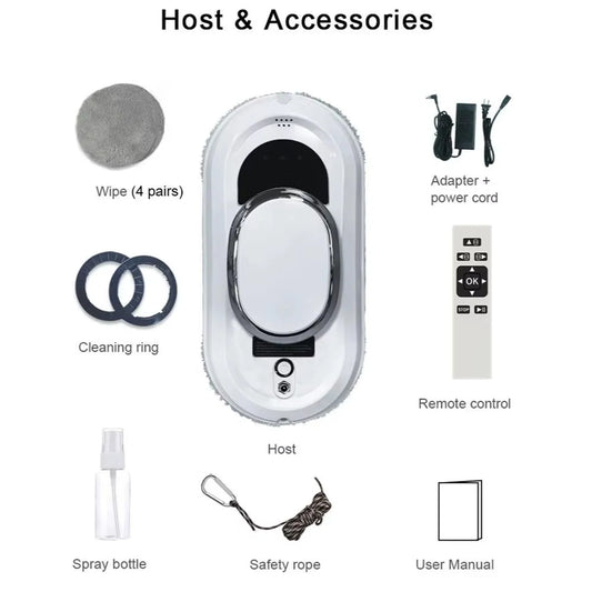 Window Cleaning Robot AI Navigation Remote Control 0.81 PSI Suction