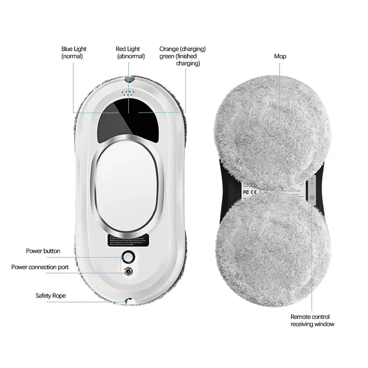 Window Cleaning Robot AI Navigation Remote Control 0.81 PSI Suction
