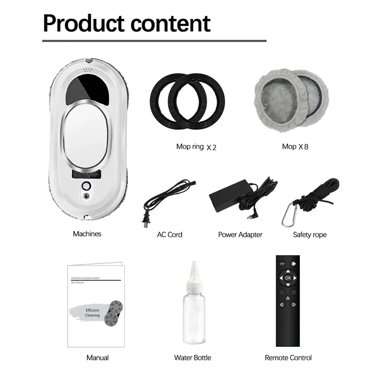 Window Cleaning Robot AI Navigation Remote Control 0.81 PSI Suction