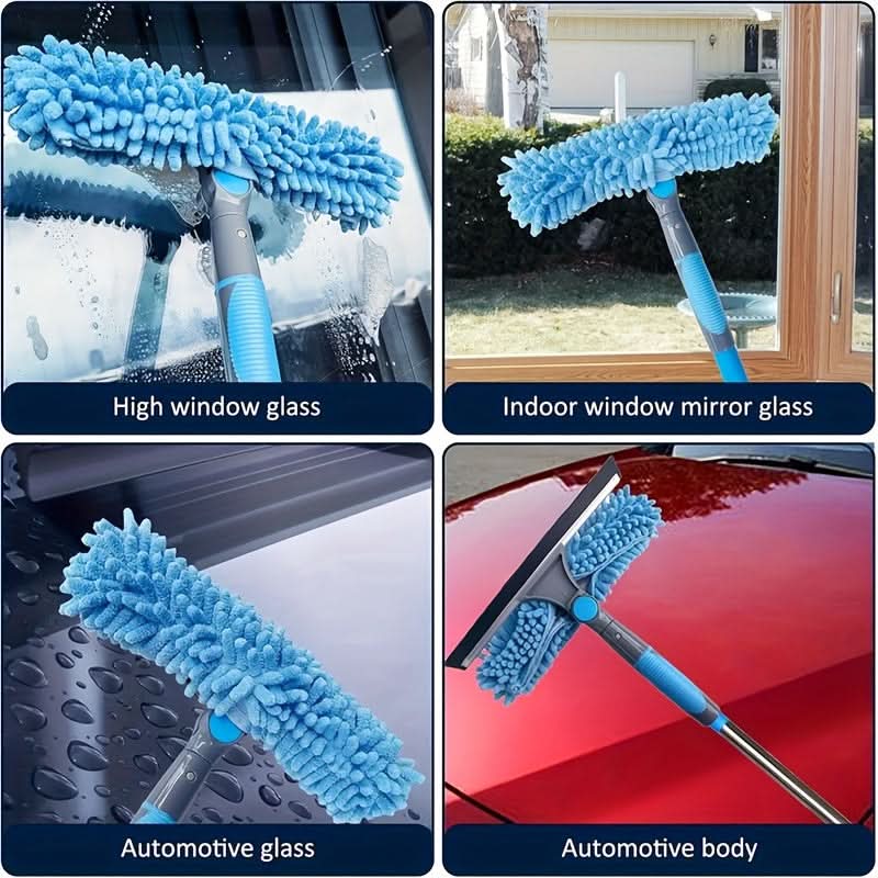Window Cleaning Tool Retractable Pole Integrated Squeegee
