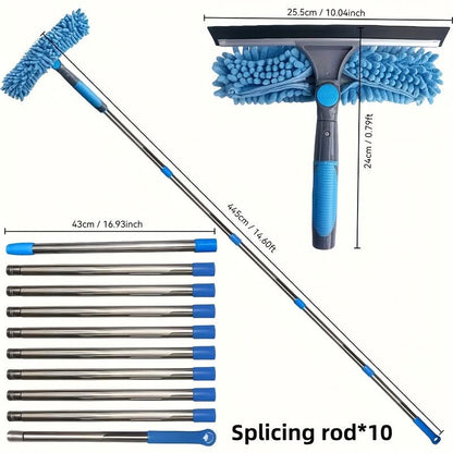 Window Cleaning Tool Retractable Pole Integrated Squeegee