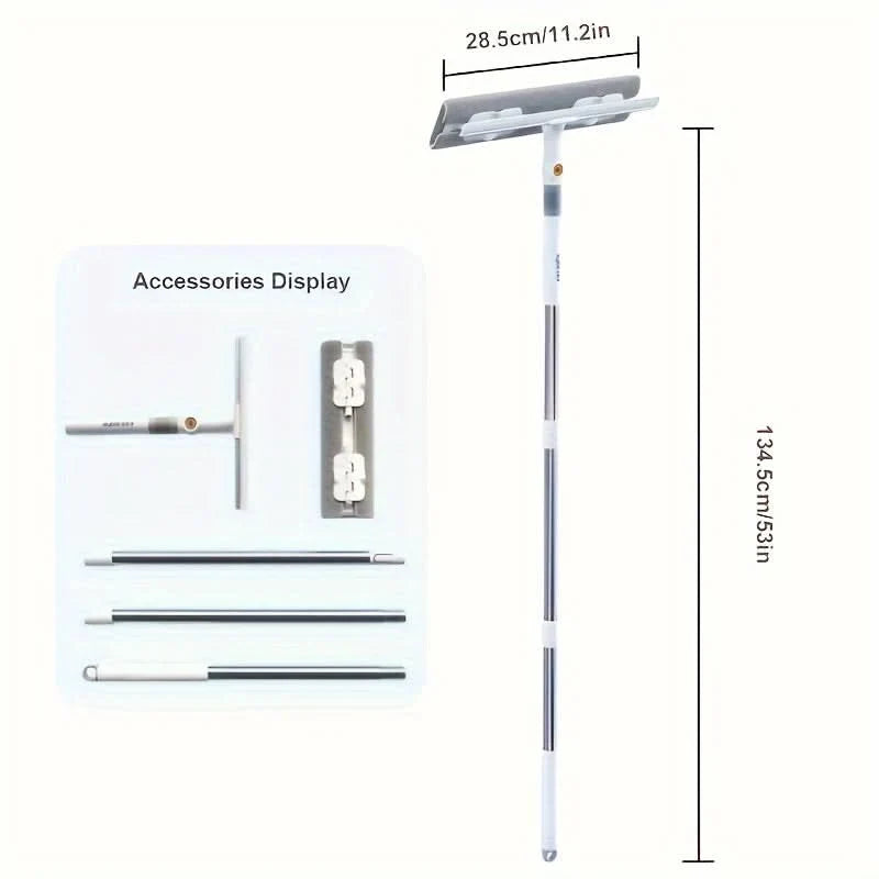 Window & Floor Squeegee Telescopic Handle 360° Rotating Head