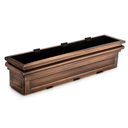 Window Planter Box Flat-Back Reinforced Metal & Copper Finish