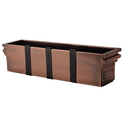 Window Planter Box Flat-Back Reinforced Metal & Copper Finish