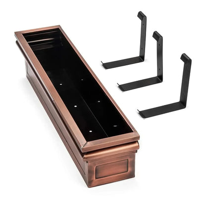 Window Planter Box Flat-Back Reinforced Metal & Copper Finish