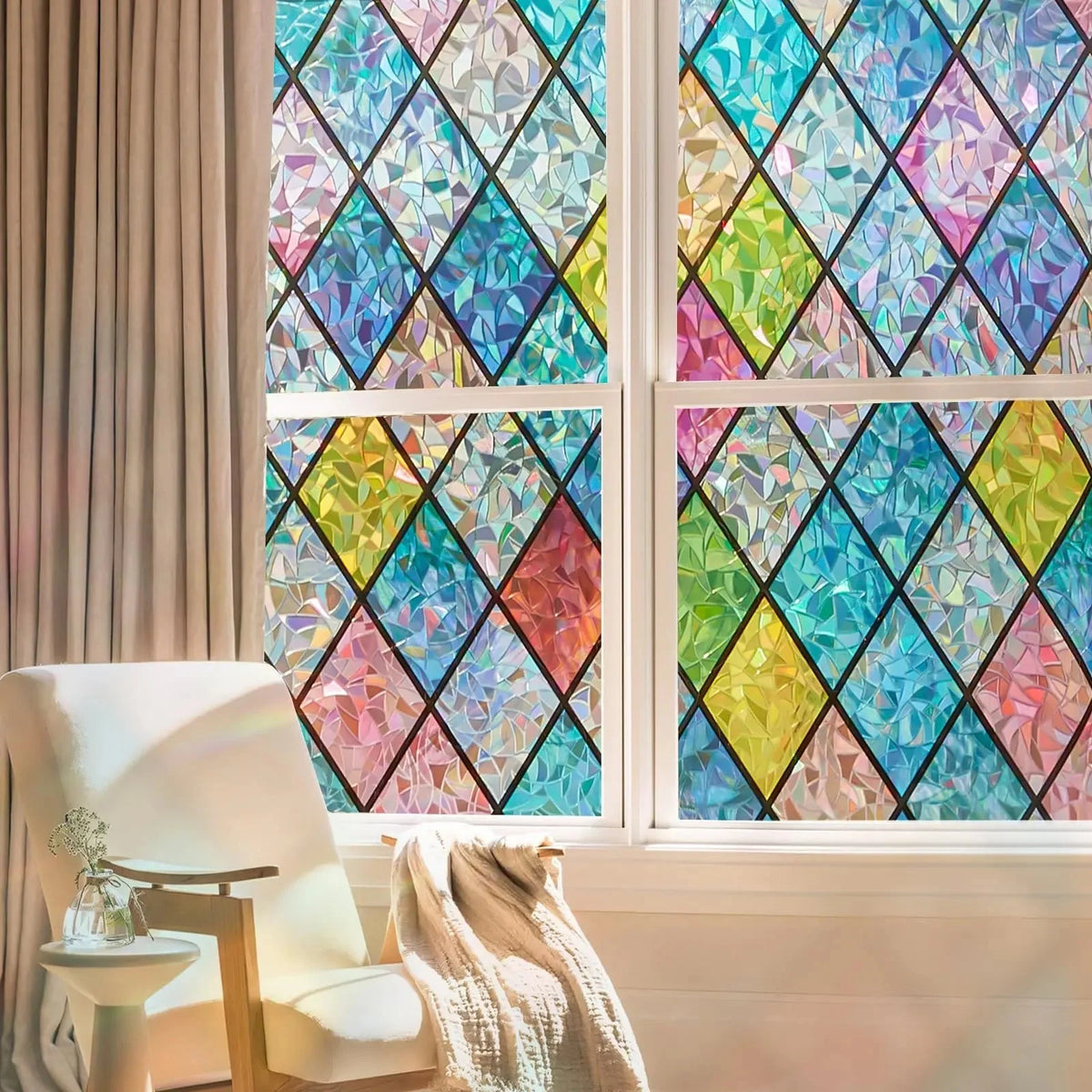 Window Privacy Film Rainbow Static Cling Removable