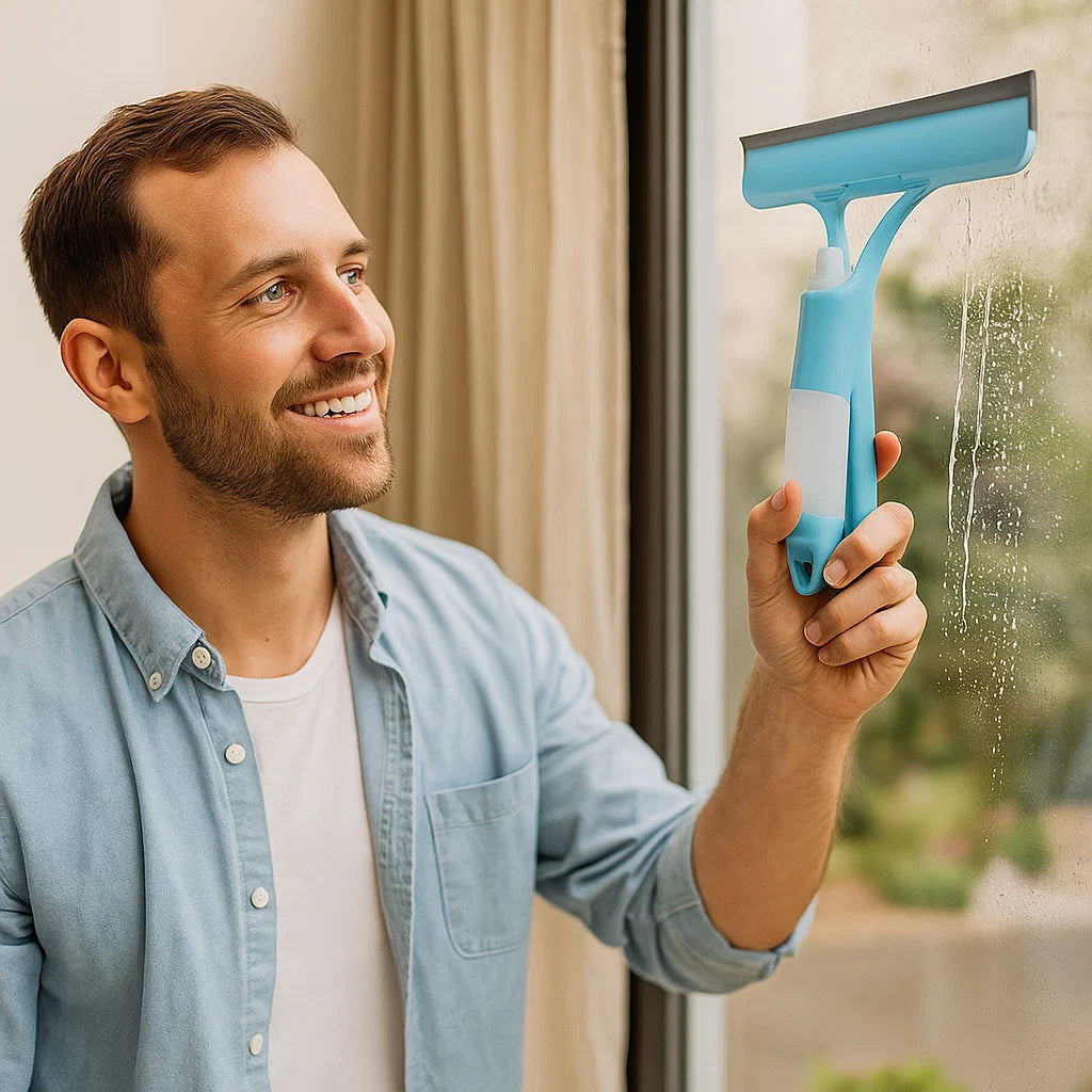 Window Squeegee 3-in-1 Spray & Wipe Silicone Blade