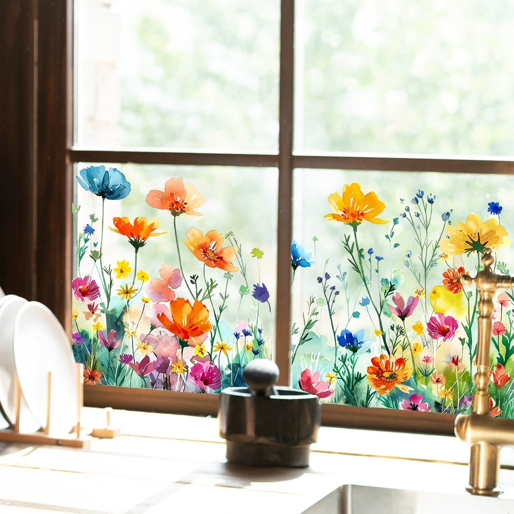 Window Sticker Floral & Butterfly Reusable & Residue-Free
