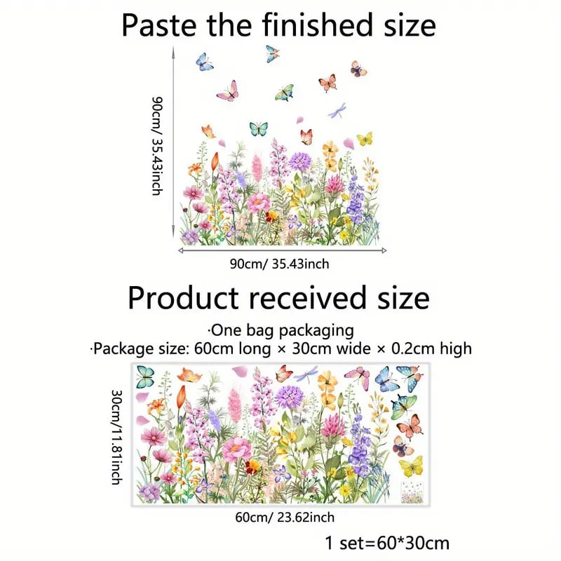 Window Sticker Floral & Butterfly Reusable & Residue-Free