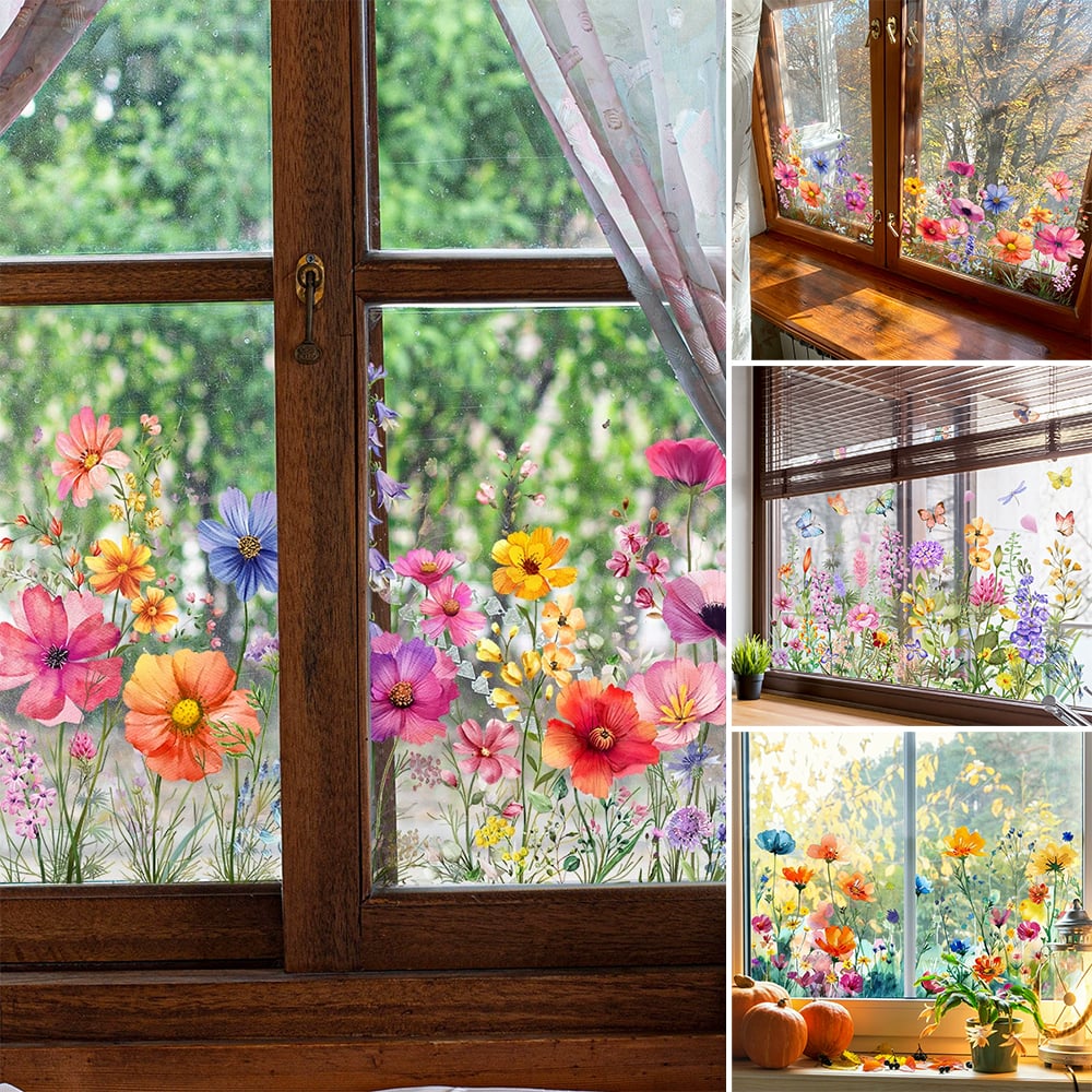 Window Sticker Floral & Butterfly Reusable & Residue-Free