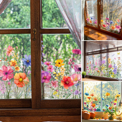 Window Sticker Floral & Butterfly Reusable & Residue-Free