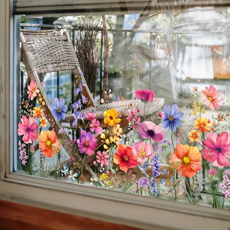 Window Sticker Floral & Butterfly Reusable & Residue-Free