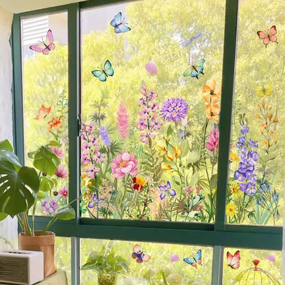 Window Sticker Floral & Butterfly Reusable & Residue-Free