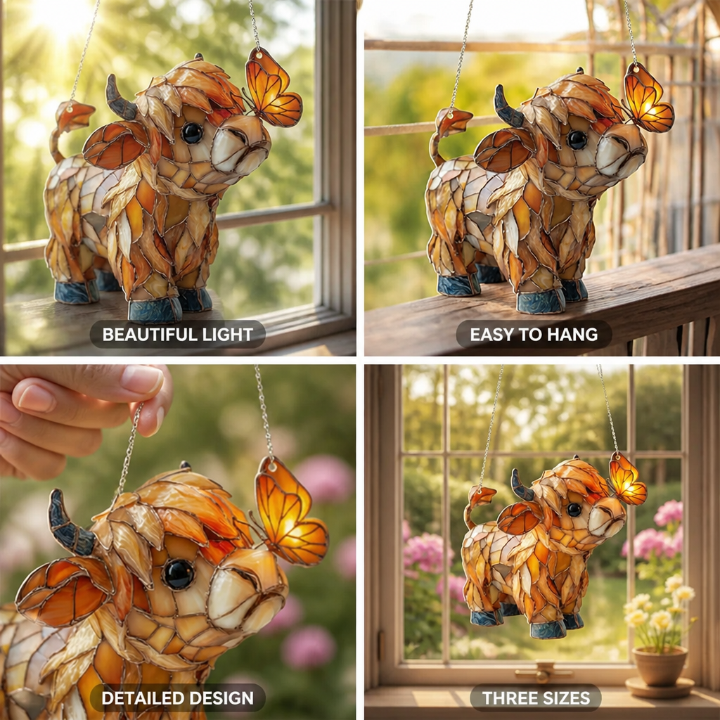 Window Suncatcher Stained Glass Effect Metal Chain Included