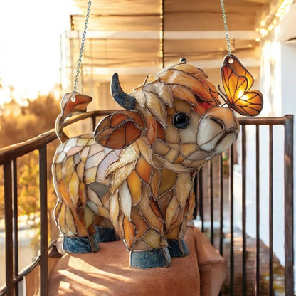 Window Suncatcher Stained Glass Look Metal Chain Three Sizes