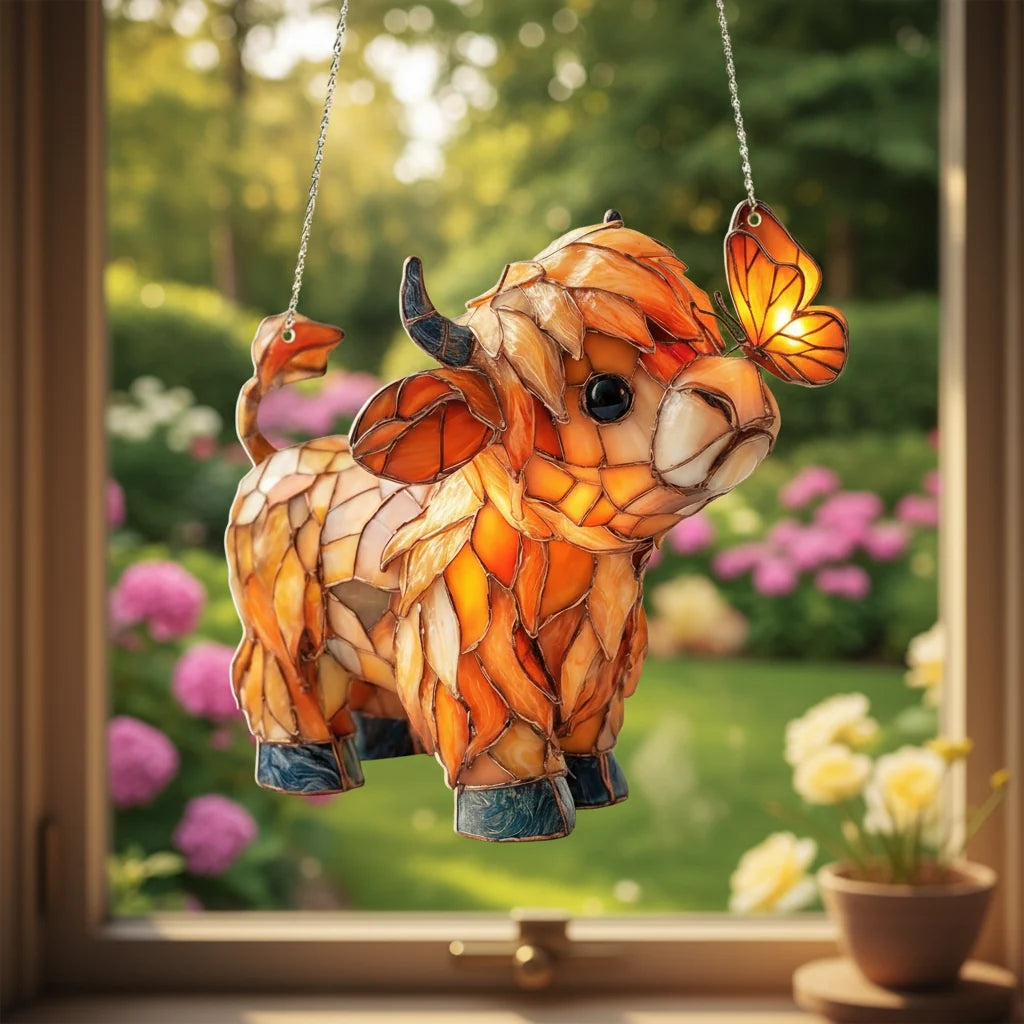 Window Suncatcher Stained Glass Look Metal Chain Three Sizes