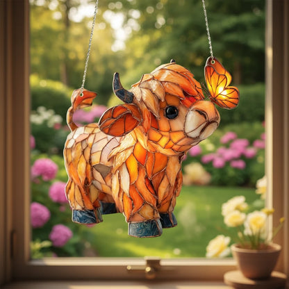 Window Suncatcher Stained Glass Look Metal Chain Three Sizes