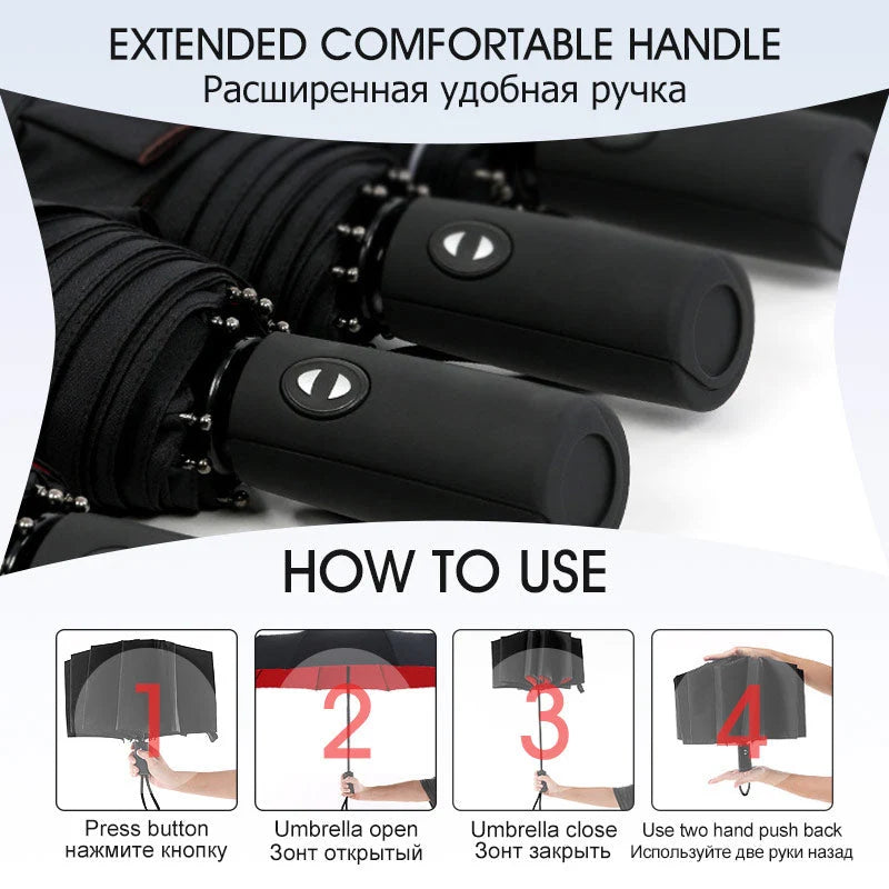 Windproof Automatic Umbrella with Reverse Closing – StormShield Design