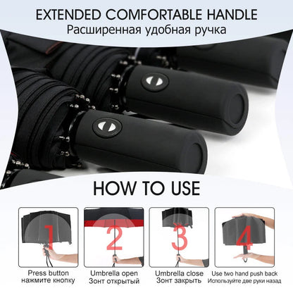 Windproof Automatic Umbrella with Reverse Closing – StormShield Design